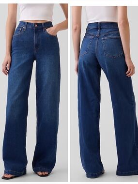Gap High Rise Stride Wide-Leg Jeans in Dark Wash